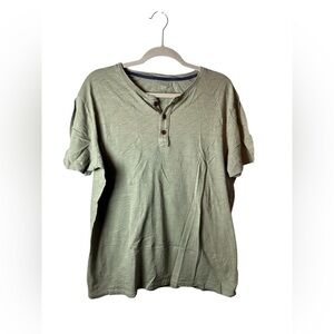GAP Lived-In Henley T-Shirt Olive Green Short Sleeve Men’s Large